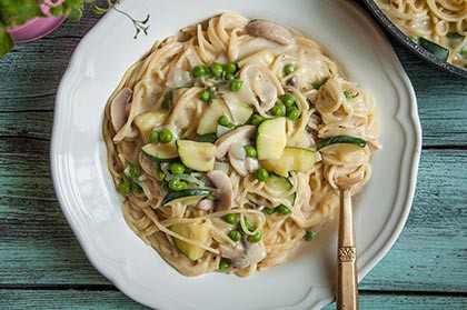 Egyedényes zöldséges spagetti recept