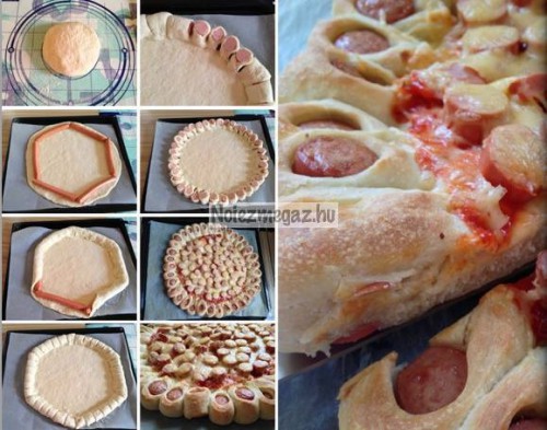 Virslivel töltött pizza