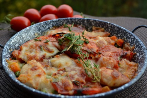Mozzarellás-zöldséges pulykamell