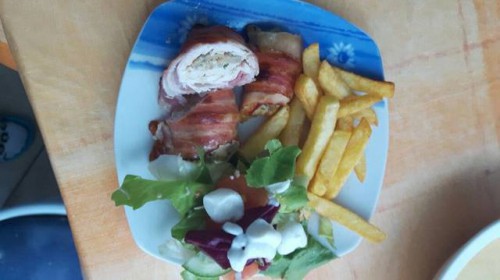 Baconos gombás csirketekercs