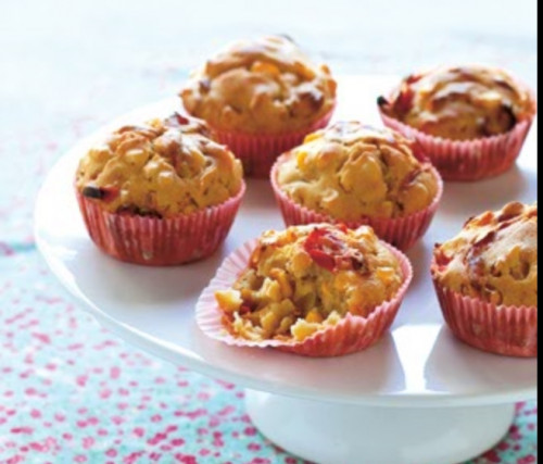 Muffin, paprikás-kukoricás