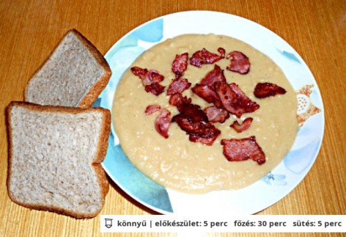 Sárgaborsó-főzelék tarjachipsszel